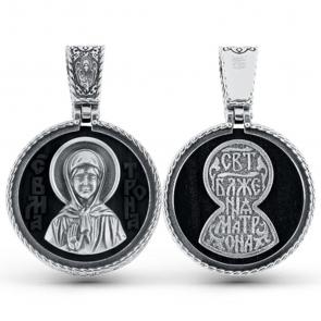 Подвеска-иконка Святая Матрона из черненого серебра Иордань с Эбен БМ-П-581 Св.Матрона фото